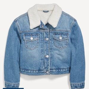 Old Navy Kids Denim Jacket with White Fleece Collar Unisex Size 10/12